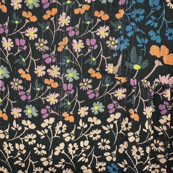 NWT BCBG Lace Up Front Floral with Metallic Threads Print Dress XS - Picture 6 of 12